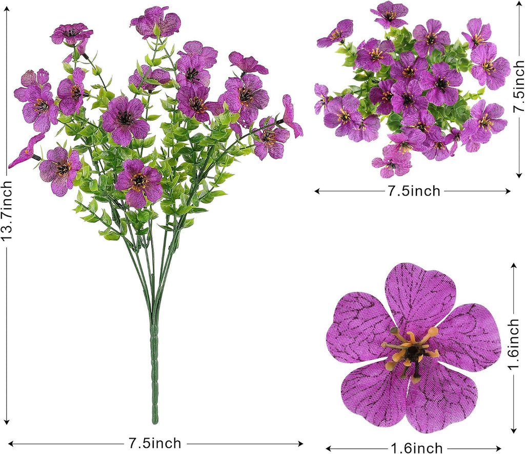 Artificial Flowers for Outdoors, 16 Bundles UV Resistant Realistic Faux Silk Flowers, Fake Plants for Outside Planter Front Porch Patio Balcony Window Box Garden Yard Farmhouse