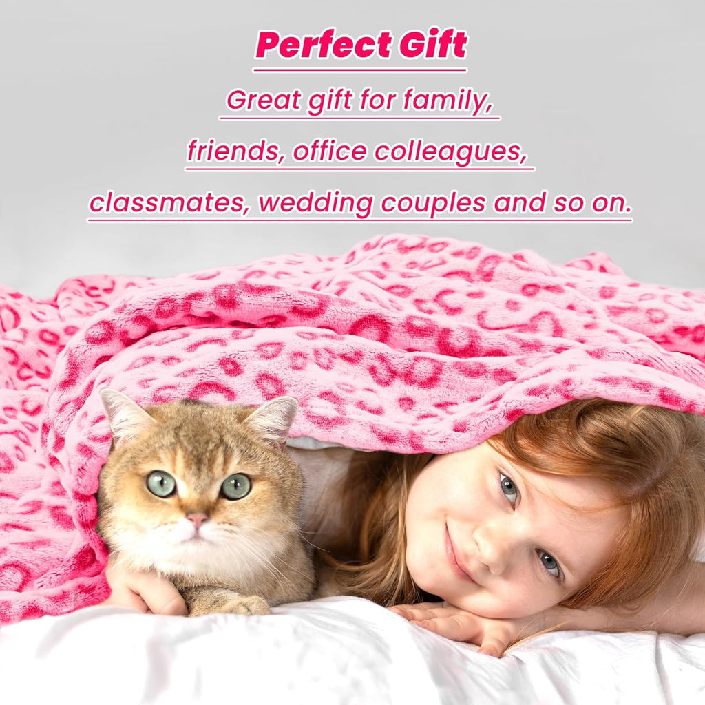 Warm Blanket Pink Soft Fleece Leopard Print Blanket for Women, Fuzzy Hot Pink Cheetah Print Throw Blankets for Bed Couch Sofa, Cozy Gifts for Women Mom Birthday Mothers Day 50x60 Inches