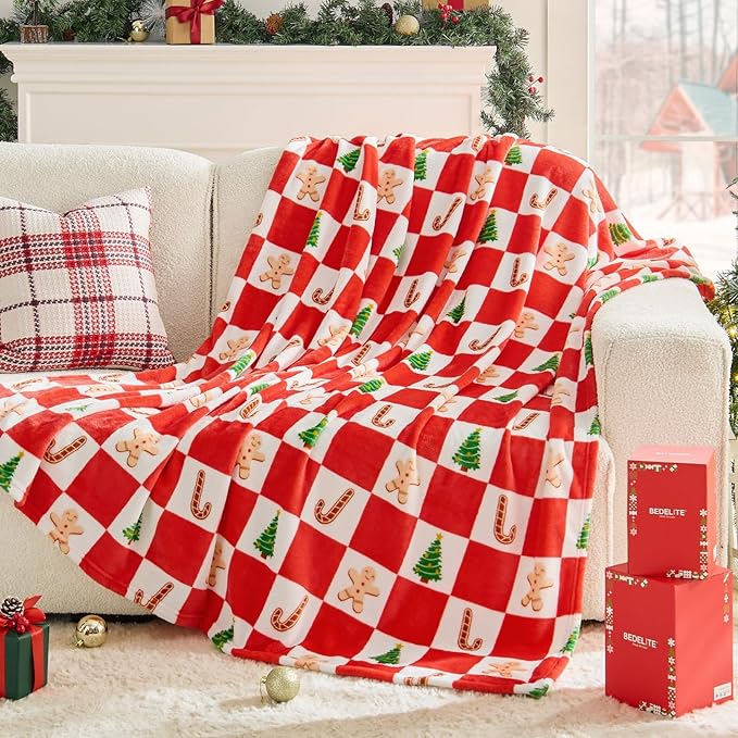 BEDELITE Christmas Throw Blanket – Red and White Checkered Holiday Blanket - Image 5