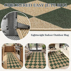 Lahome Colette Checkered Kitchen Runner, 2x8 Easy Jute Runner Rug - Image 5