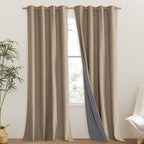 NICETOWN Burlap Vintage Open Linen Weave Flax Thermal Curtains, 100% Blackout - Image 2