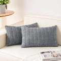 Pack of 2 Corduroy Decorative Throw Pillow Covers 12x20 InchSoft Boho Striped by Unknown