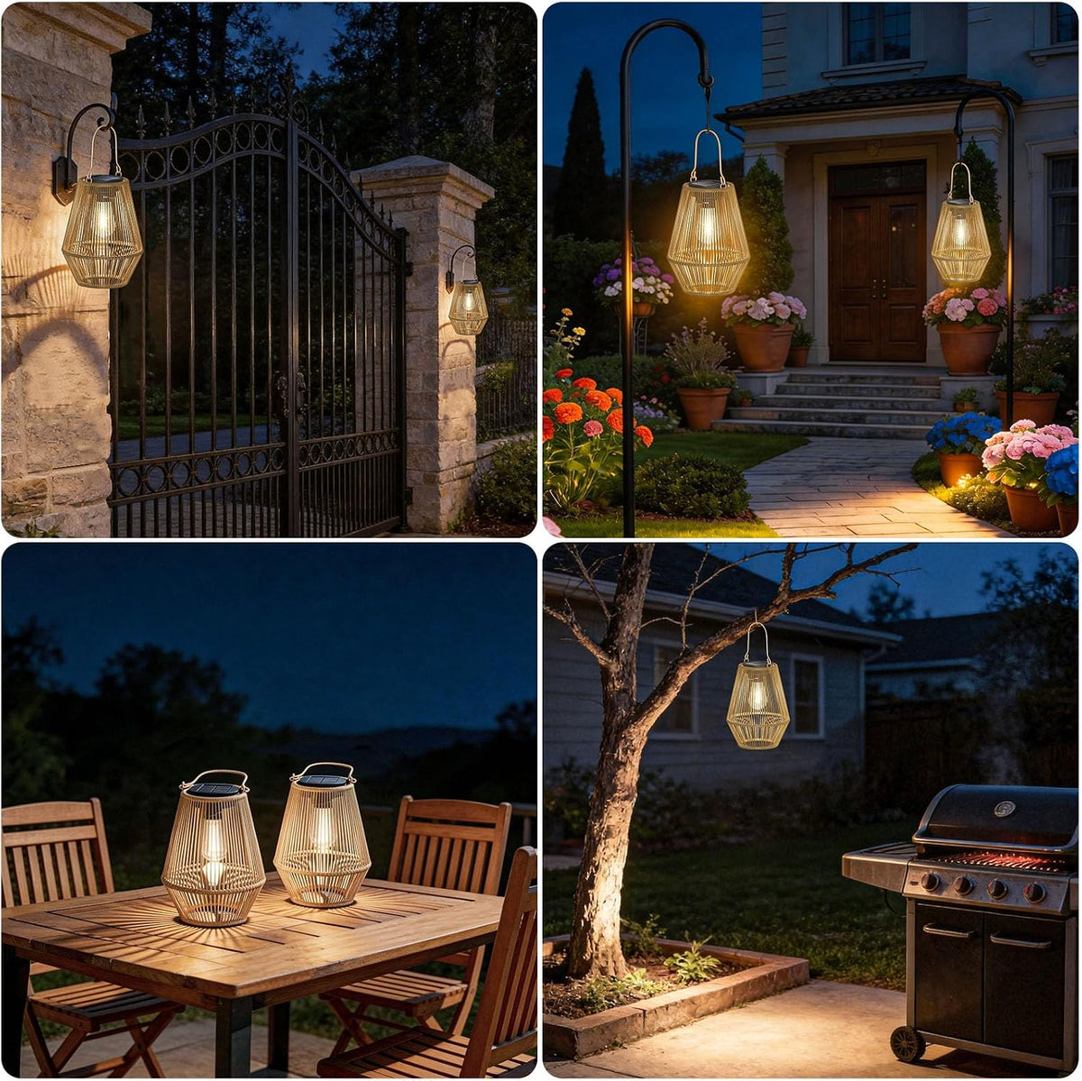 Solar Lanterns Outdoor Waterproof, 2 Pack Hanging Solar Lights for Outside, Auto On/Off Solar Powered Lanterns for Patio Yard Porch Pathway Garden Decor, Warm White