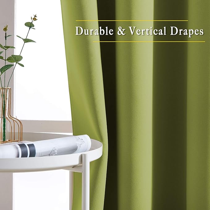 NICETOWN Room Darkening Fresh Green Curtains 84 inches Long, Grommet Room - Image 5