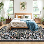 6x9 Area Rugs for Living Room: Floral Washable Rug Vintage Large Soft Boho - Image 3