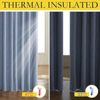 NICETOWN Stone Blue Vintage Linen 100% Blackout Curtains - Image 3