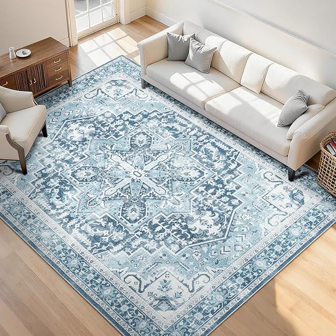 Rugflix 5x7 Area Rugs for Living Room, Machine Washable Rug Non Slip Stain by RugflixAreaRugs