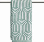 Artoid Mode 2 Pcs Beige Green Arched Stripes Jacquard Hand Towels for Bathroom, 100% Cotton Soft Absorbent Bathroom Decor Towels, 13.7 x 29.5 Inch