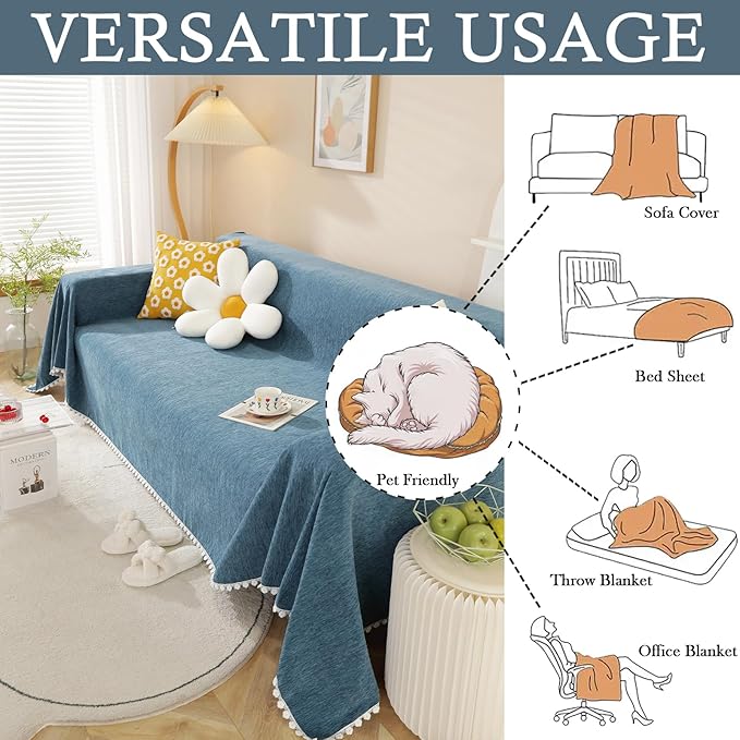 HANDONTIME Loveseat Cover Navy Blue Couch Covers Easy Fitted Sofa Covers - Image 3
