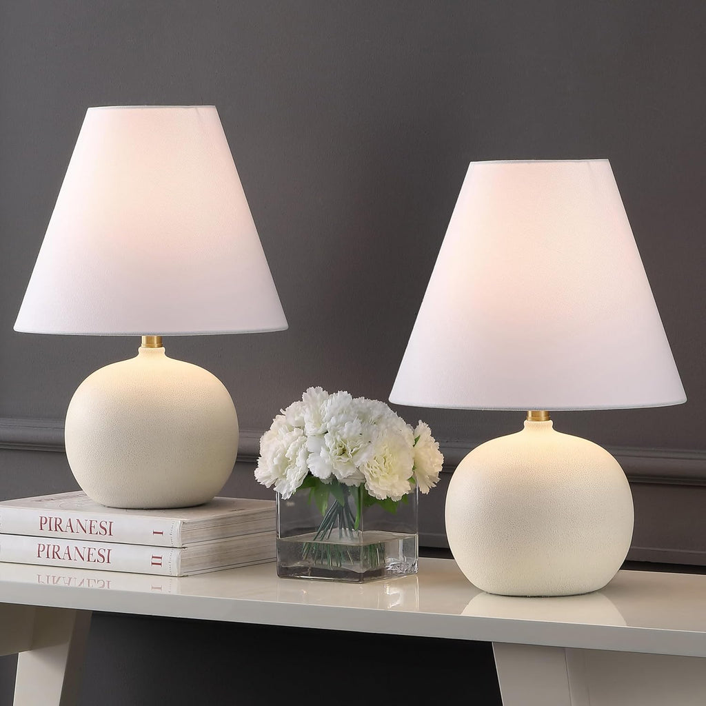 JONATHAN Y Asher 18.25" Gourd LED Table Lamp, Matte Cream, Set of 2
