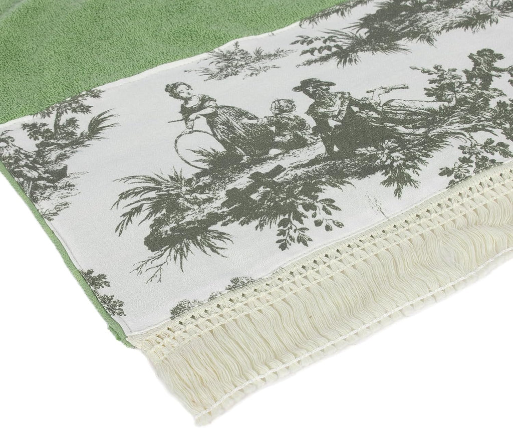 2 Pack Sage Green Hand Towels with Tassels for Bathroom Kitchen Decor, 13x32Inch 100% Cotton Ultra Soft Highly Absorbent,Farmhouse Vintage Towels for French Country Decor