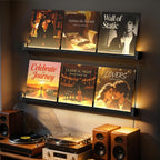 Vinyl Record Shelf Wall Mount with LED Lights
