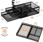 Under Desk Drawer, Clamp on Desk Organizer Slide Out Table Storage No Drill