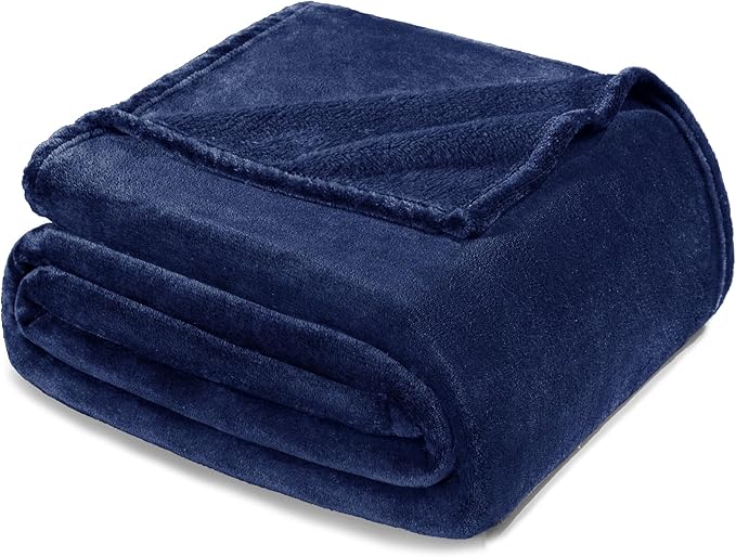 Exclusivo Mezcla Fleece Navy Blue Throw Blanket - Image 8