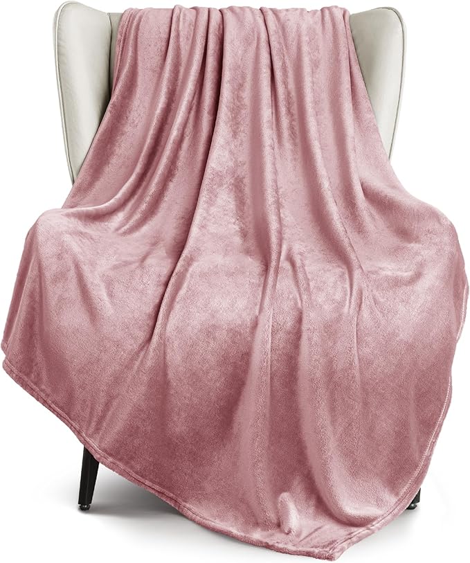 Exclusivo Mezcla Fleece Dusty Pink Throw Blanket by ExclusivoMezcla