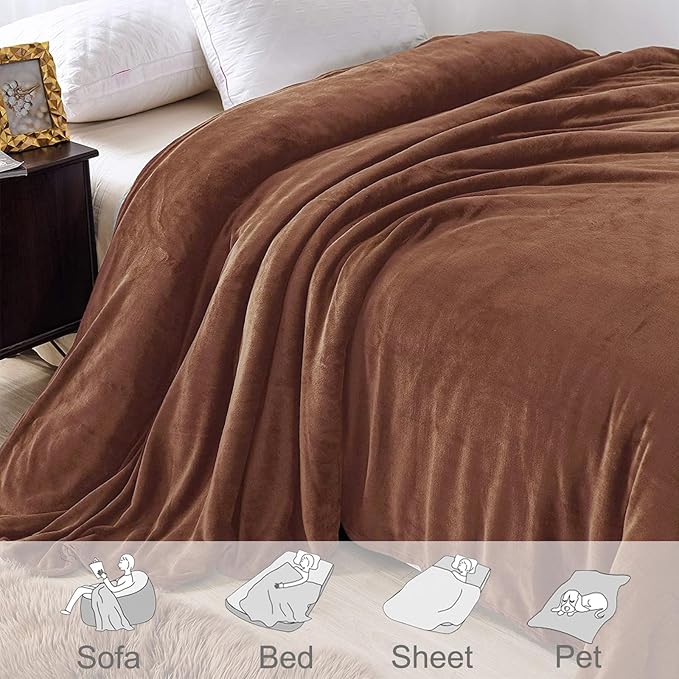 Exclusivo Mezcla Fleece Brown Throw Blanket - Image 4