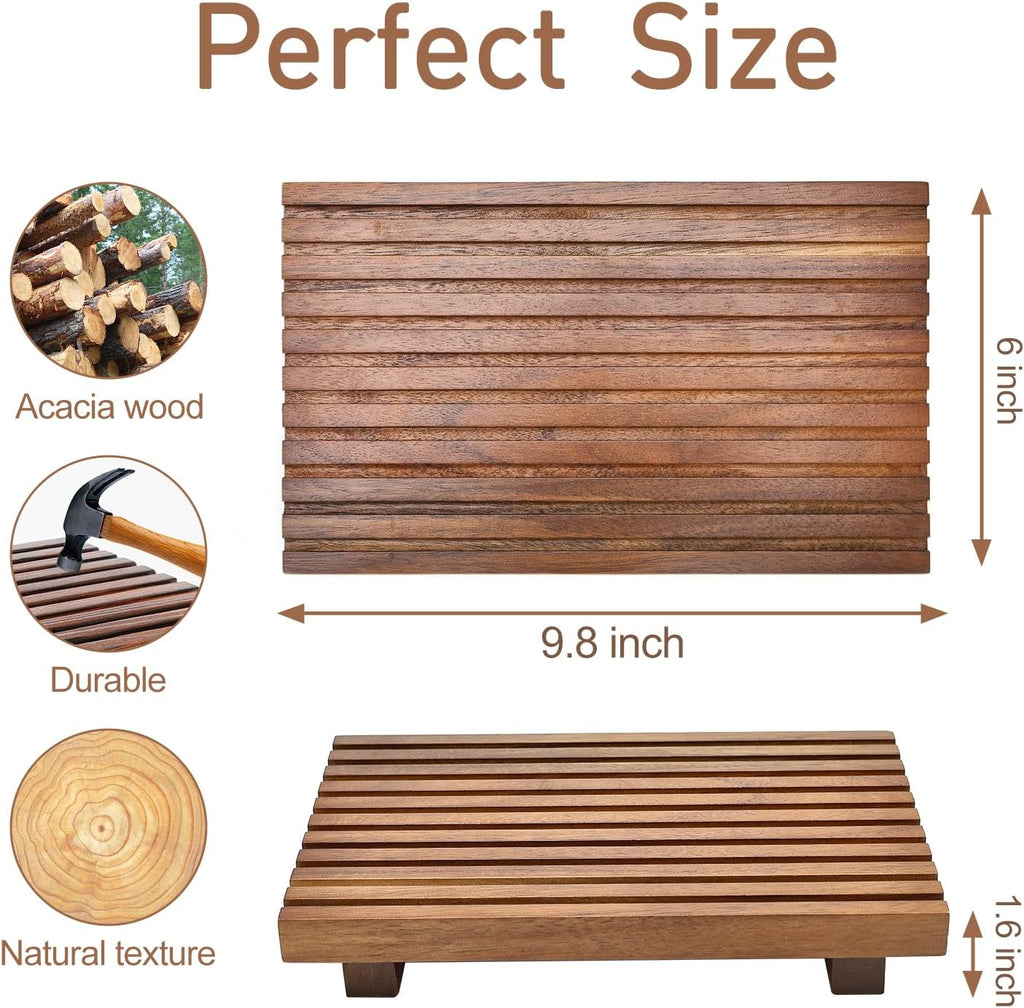 Acacia Wood Risers for Bathroom Tray Kitchen Counter Decor Sink Soap Dish