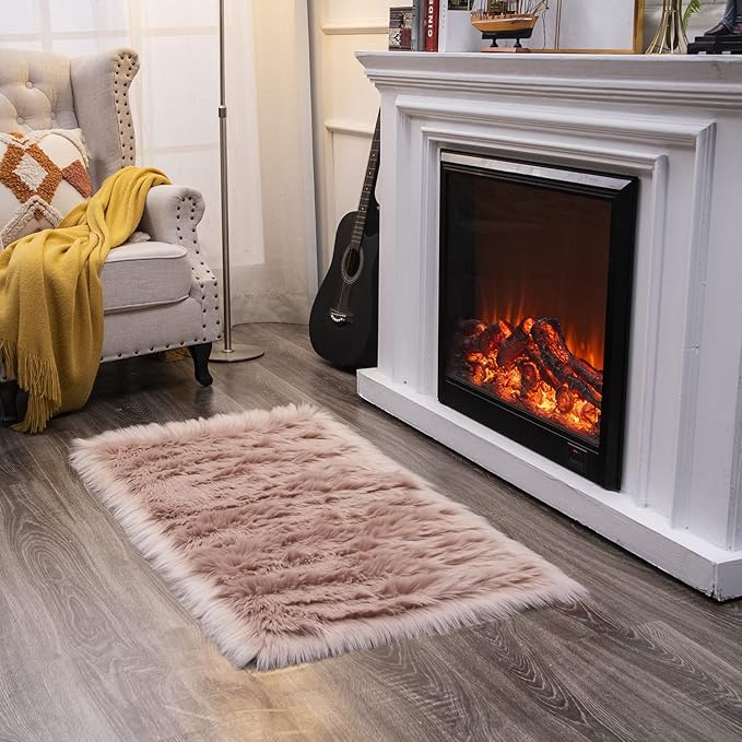 EasyJoy Ultra Soft Fluffy Shaggy Area Rug Faux Fur Rug Chair Cover Seat Pad - Image 5