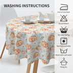Thanksgiving Round Tablecloth 60 Inch Pumpkin Daisy Table Cloth Waterproof Heat Resistant Reusable Autumn Decorations Table Cover for Holiday Kitchen Dinning Party Decor