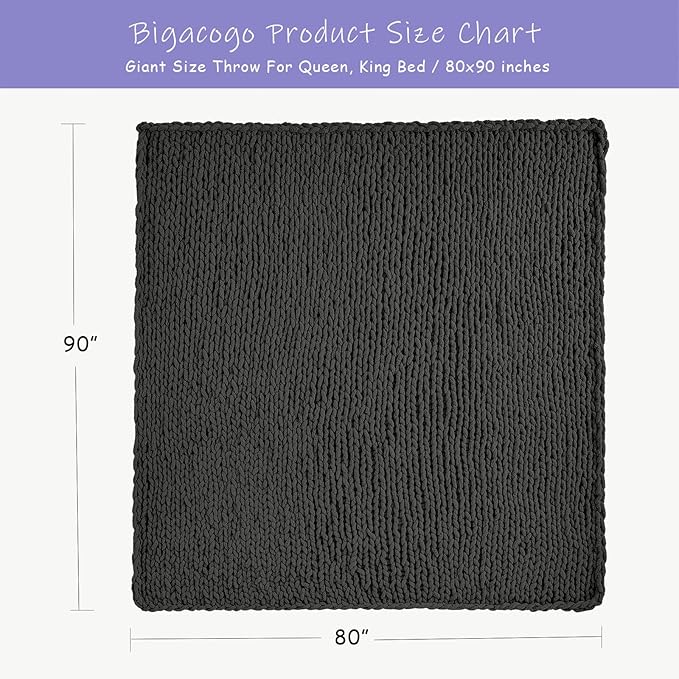 Bigacogo Chunky Knit Throw Blanket - Image 2