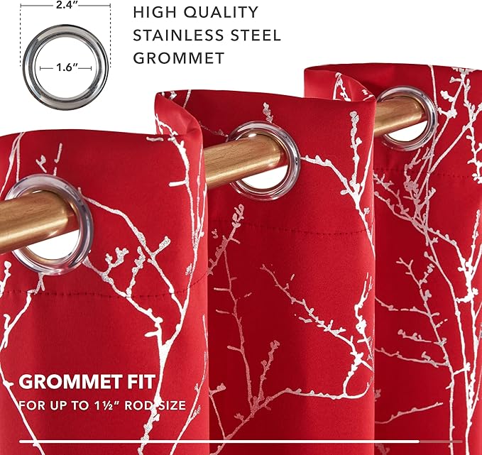 Deconovo Christmas Red Curtains, Soundproof Curtain, 52 x 95 Inch Long - Image 8