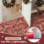 Yamaziot Christmas Runner Rug 2x8 – Red Floral Washable Non-Slip Carpet Runner - Image 3