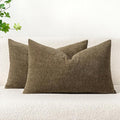 MIULEE Pack of 2 Coffee Throw Pillow Covers 12x20 Inch Soft Chenille Lumbar by MIULEE