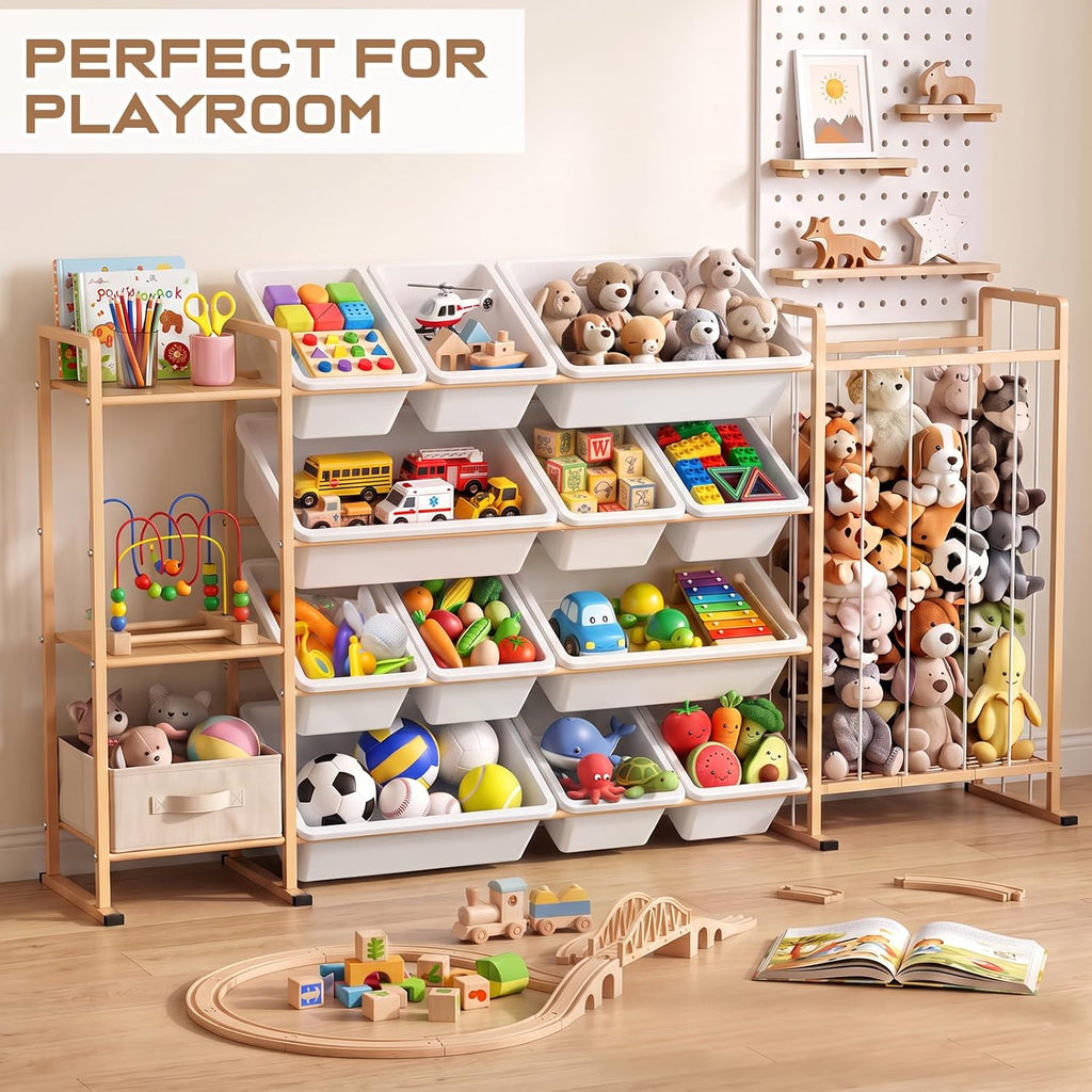 Toy Storage Organizer w Shelves, Bins, Stuffed Animal Storage & Organizer