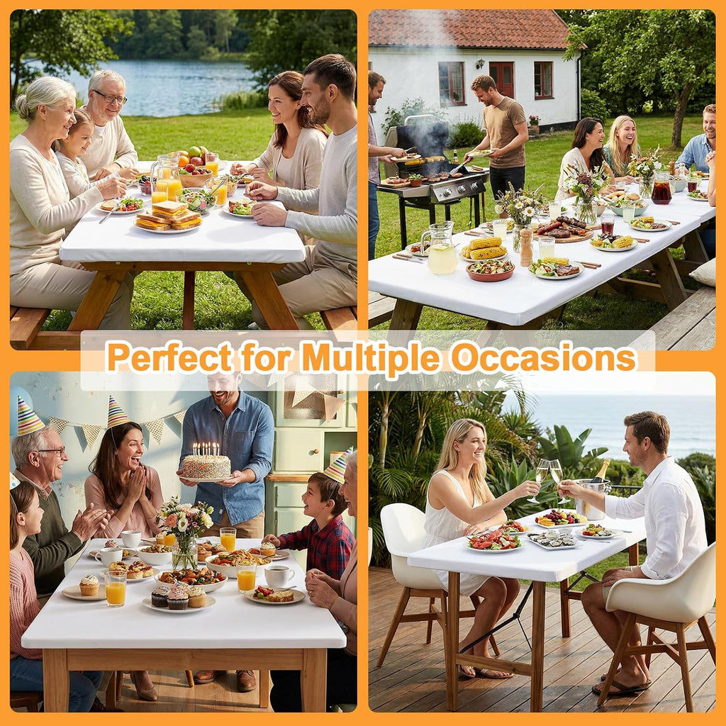 BDDC 2 Pack Table Covers for 6 Foot Tables Rectangle Fitted Withe