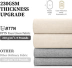 Beige Linen Textured Waterproof Cloth Shower Curtain Set, 72x72, Cream