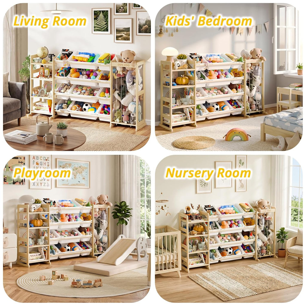 Large Kids Toy Storage Organizer with 12 Plastic Bins, 59 inch