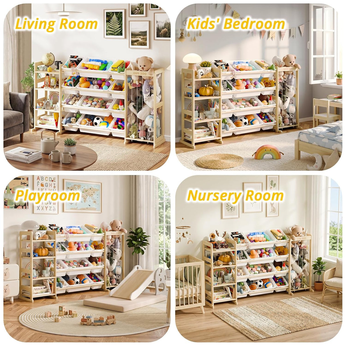 Large Kids Toy Storage Organizer with 12 Plastic Bins, 59 inch