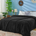 inhand Black Fleece Twin Blanket, Super Soft Flannel Cozy Blankets - Image 6