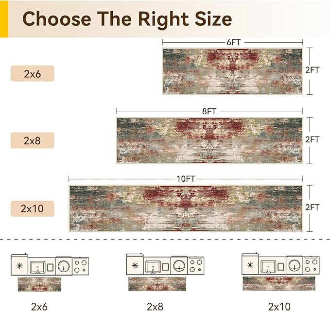 Washable Area Rugs 2'x10' Non-Slip Modern Abstract Soft - Image 2