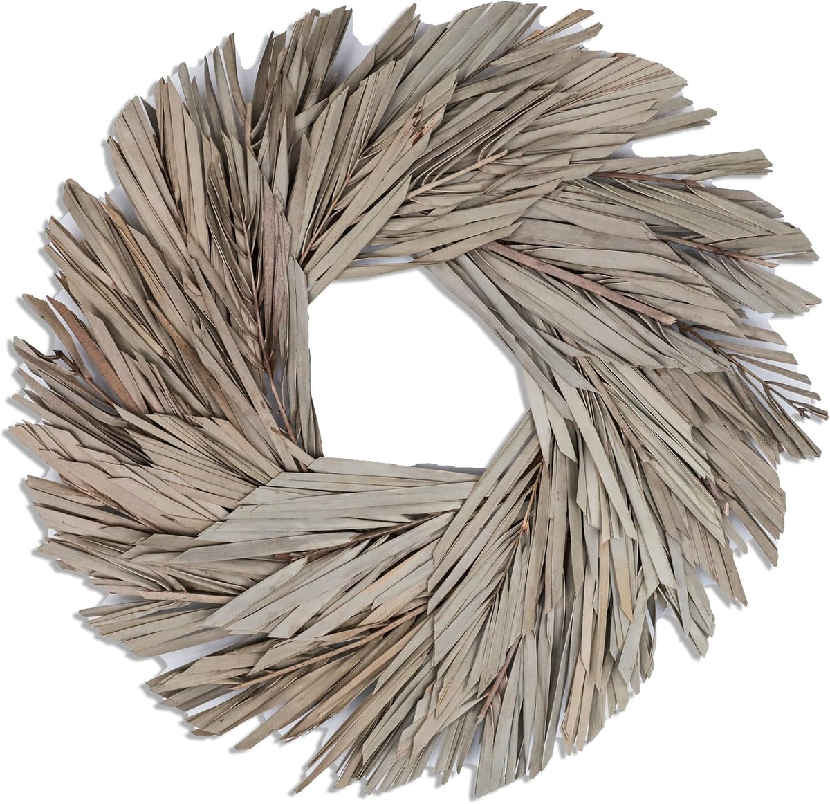 Vickerman Natural Botanicals 17" Bleached Khejur Leaf Wreath, Real Preserved Foliage Wall Decor
