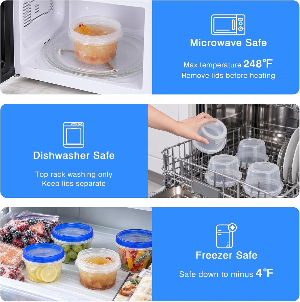 16 Pack 16 oz Reusable Freezer Storage Containers with Twist Top Lids