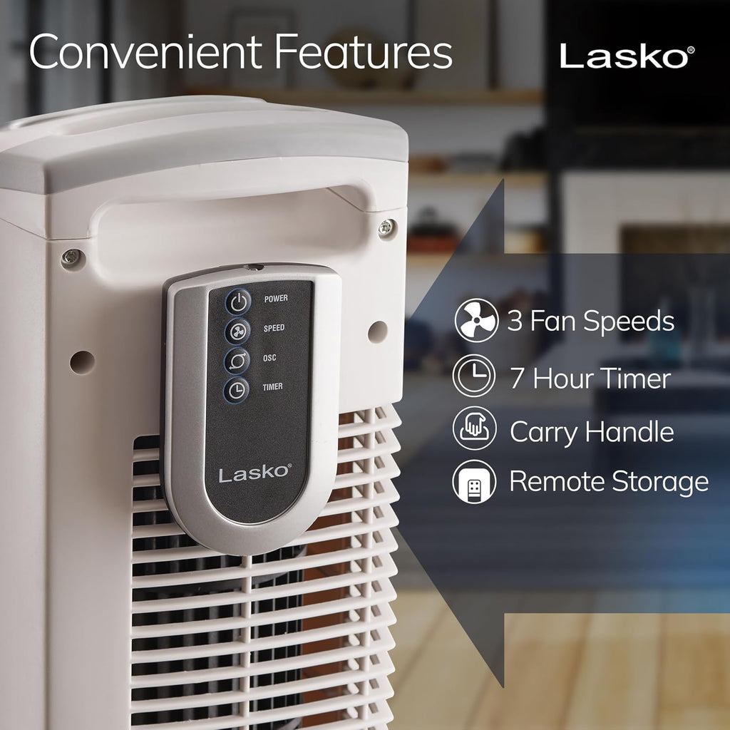 Lasko Oscillating Tower Fan with Remote Control - 36" - 2510 - White