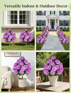 BLOSMON Hydrangea Topiary Trees Artificial for Outdoor, Pink, 2 Packs