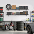 4 Pack Wall Mounted Garage Shelving, 1x4ft, 1400lbs Integrated Grid