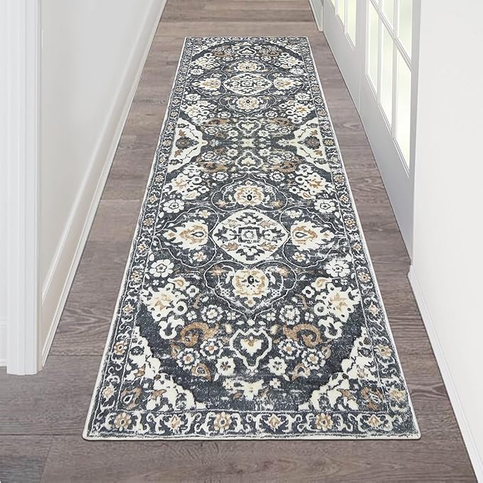 HEBE Hallway Runner Rug 2'x6' Washable Vintage Distressed Area Rugs Non Slip by HEBE