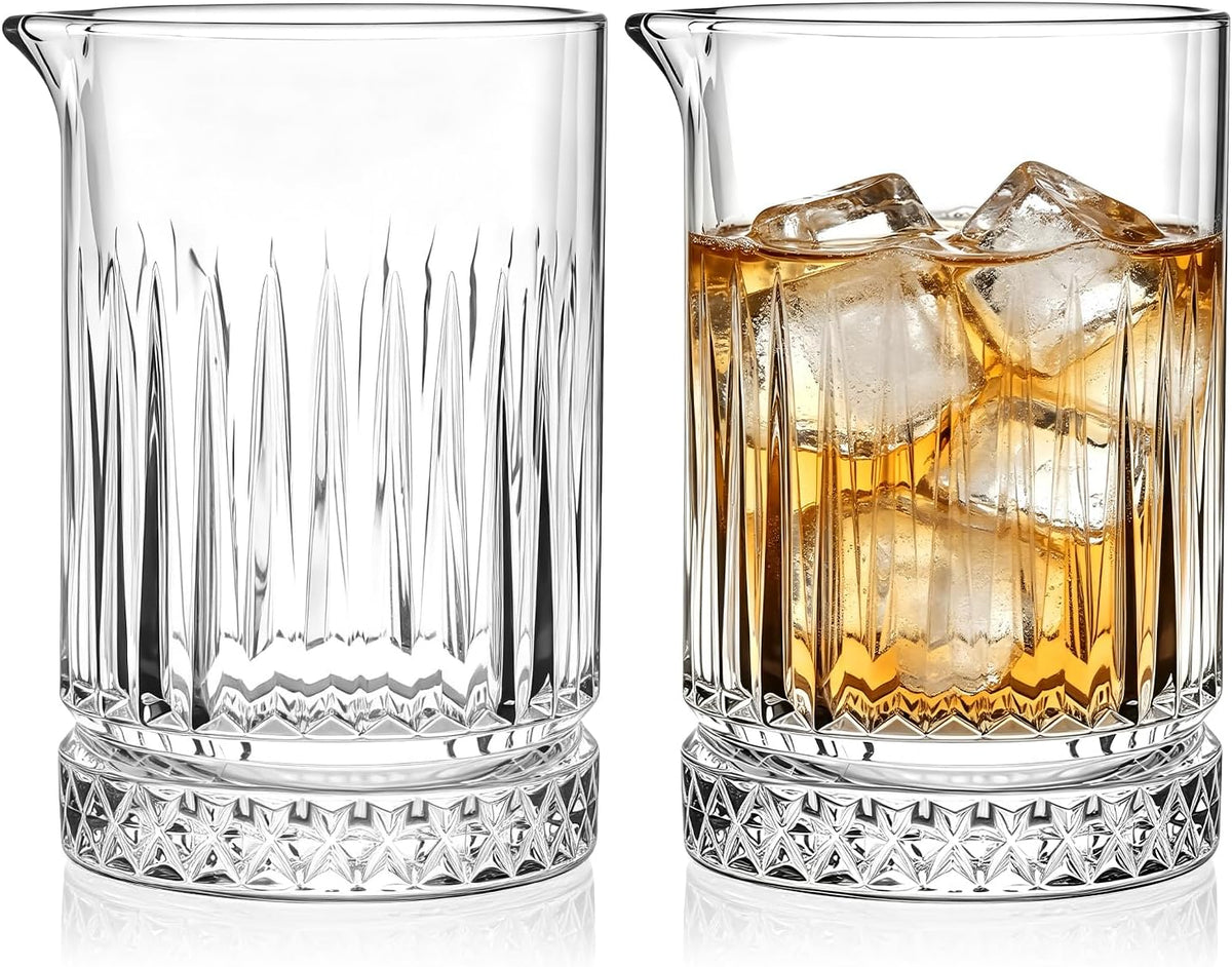 4 Pcs Cocktail Mixing Glasses 24 oz, Crystal Bar Stirring Glass