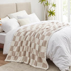 EXQ Home Checkered Throw Blanket, Knitted Blanket - Image 2