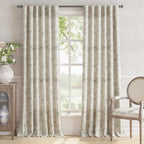 jinchan Floral Linen Curtains for Living Room 96 Inch Length Green Flower - Image 2