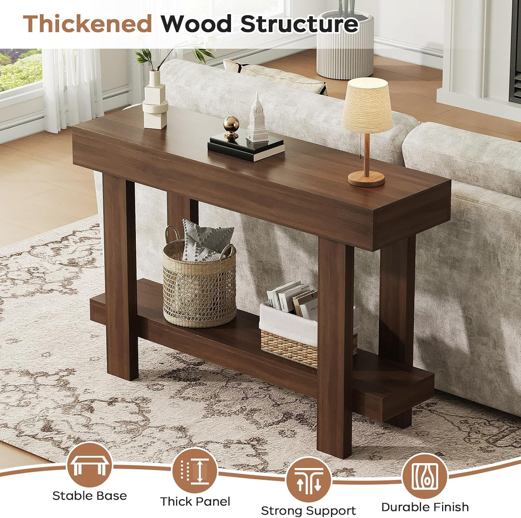 Console Table for Entryway, 47.2" Narrow Farmhouse Sofa Table Walnut