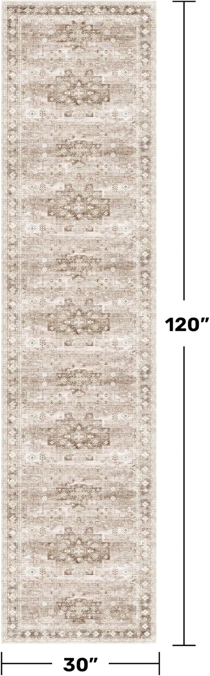 Beige Washable 2'6"x10' Extra Long Runner Rugs - Image 2
