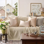 GIGIZAZA 12x20 Lumbar Pillow Covers: Pack of 2 Champagne Beige Throw Pillows - Image 2