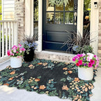 Black Floral Entry Rug - Image 3