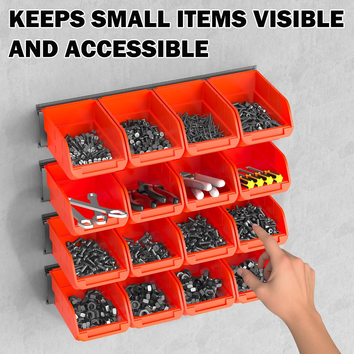 Wall Mounted Storage Bins, Plastic Hanging Storage Organizer Bins
