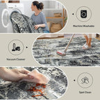 2'6''x8' Runner Rugs Washable Rug: Modern Abstract Hallway Runner Rug Indoor - Image 2