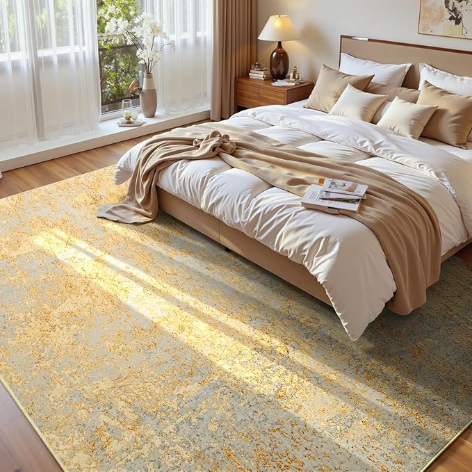 Ompaa Living Room Rug 6x9 Area Rug Washable Boho Carpet Non Slip Abstract - Image 2